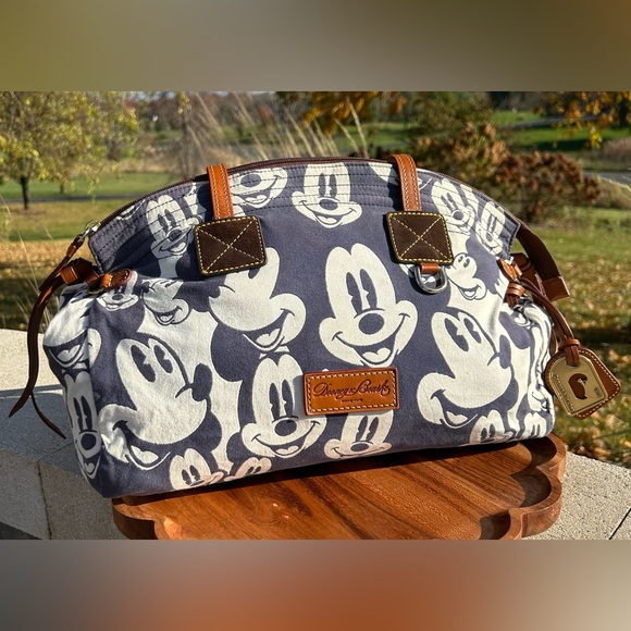 Vintage Dooney & Bourke Mickey Faces Large Domed Satchel Rare GUC - Picture 16 of 17